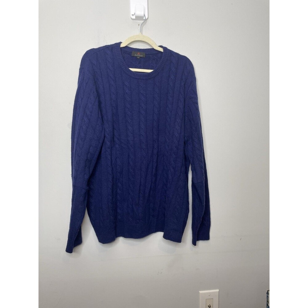 Alashan Cashmere Sweater Women XL Blue Cable Knit Crewneck Pullover Soft